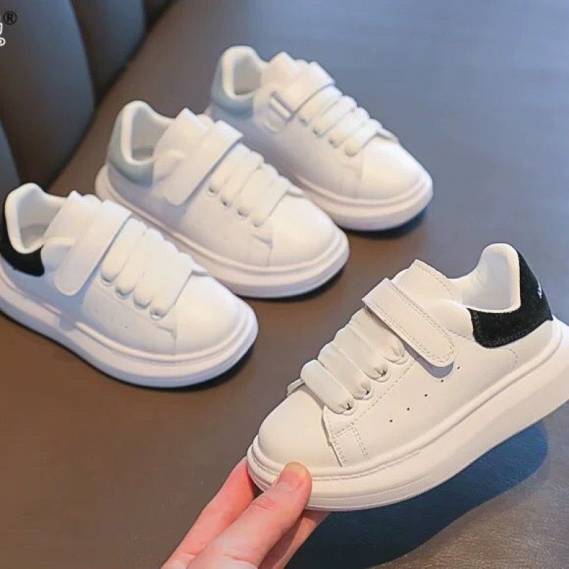Designer Shoes 2025 Kids' White Hook & Loop Sneakers - Spring Fall Casual Athletic Shoes for Boys & Girls Non-Slip Everyday Toddler Shoes