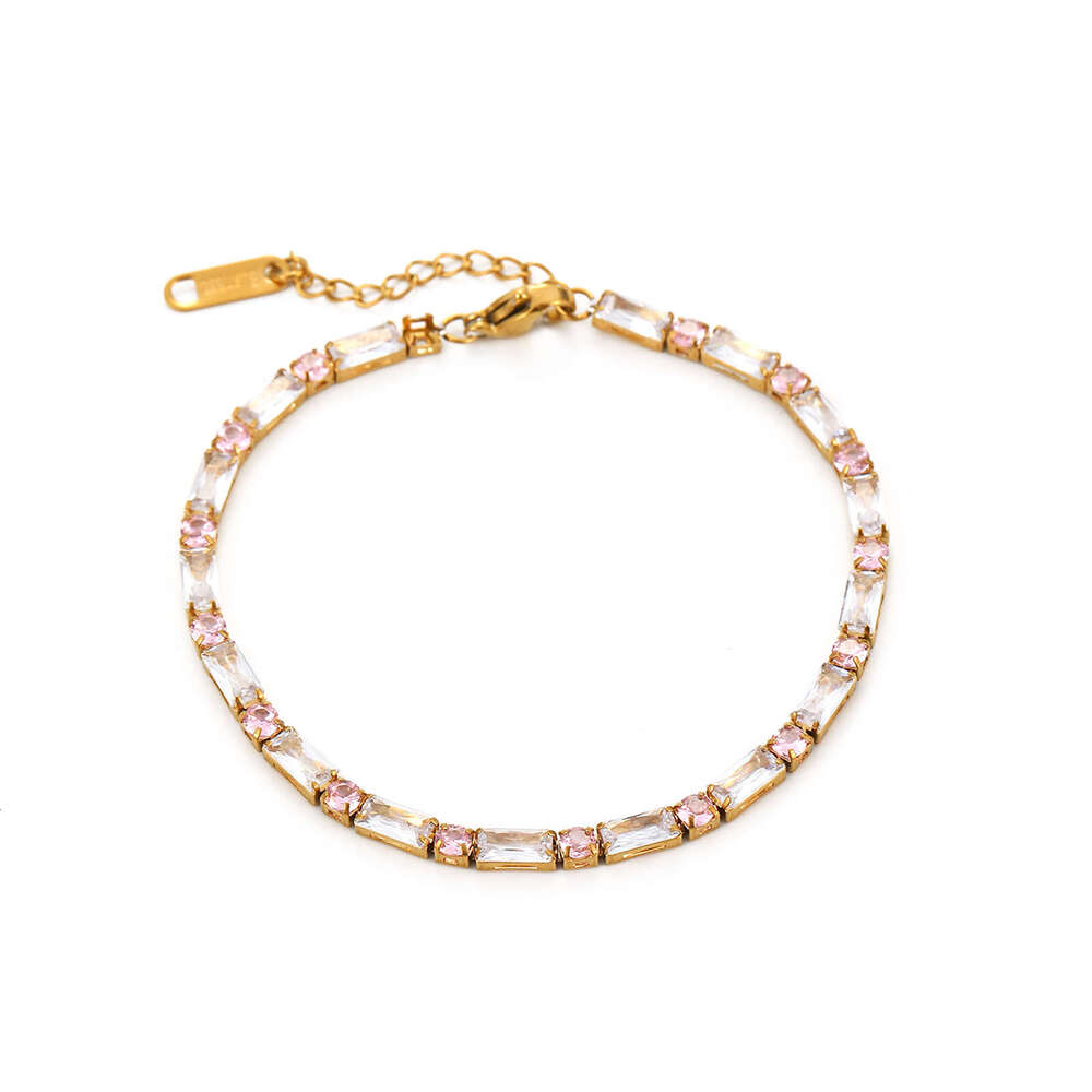 INS Luxury jewelry designer bracelet tennis bracelet high-end fashion full diamond stainless steel bracelet 18K gold emerald zircon titanium steel jew