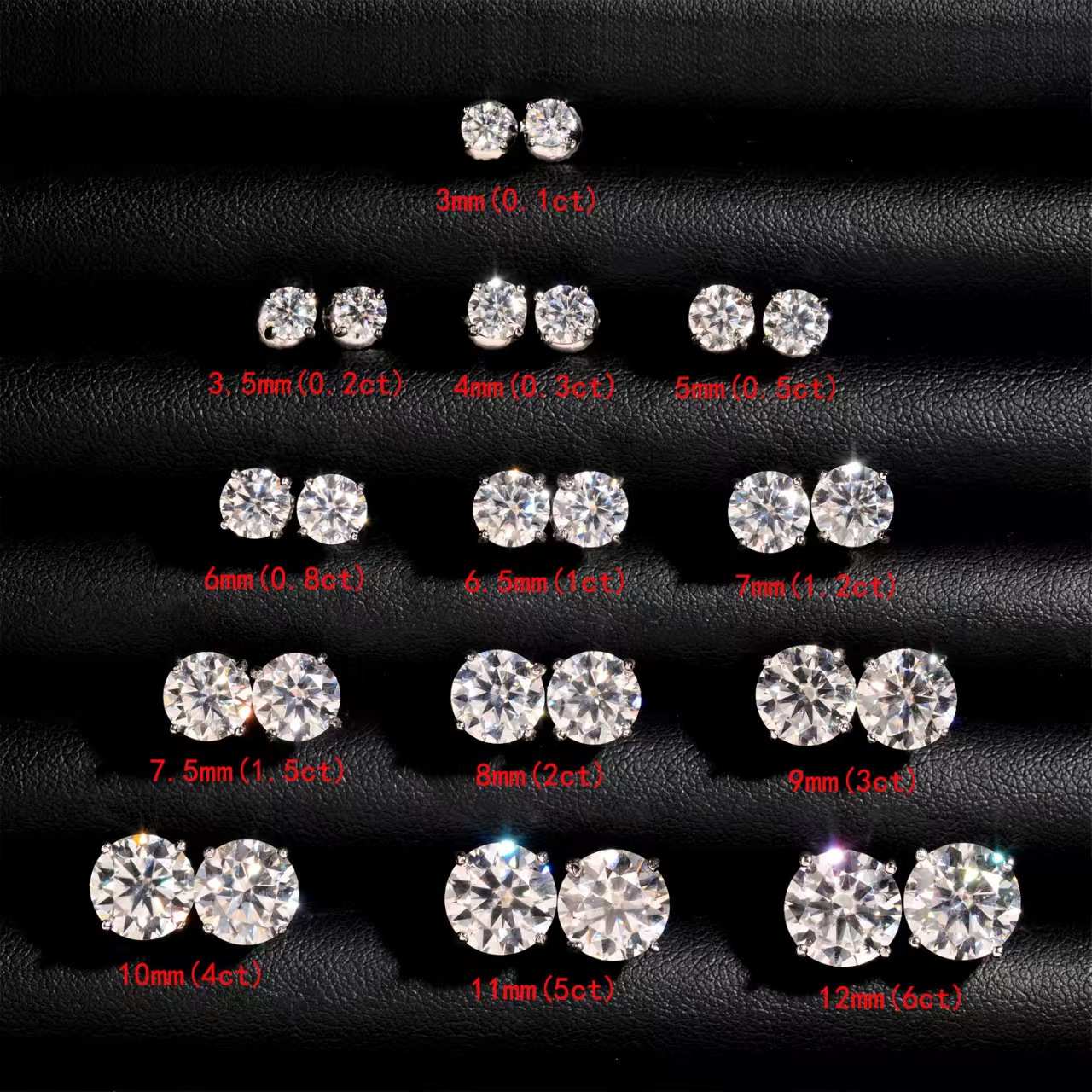 Screwback earring 3mm-10mm piercing jewelry 4 prongs set CVD HPHT lab grown stud in VVS Free shipping