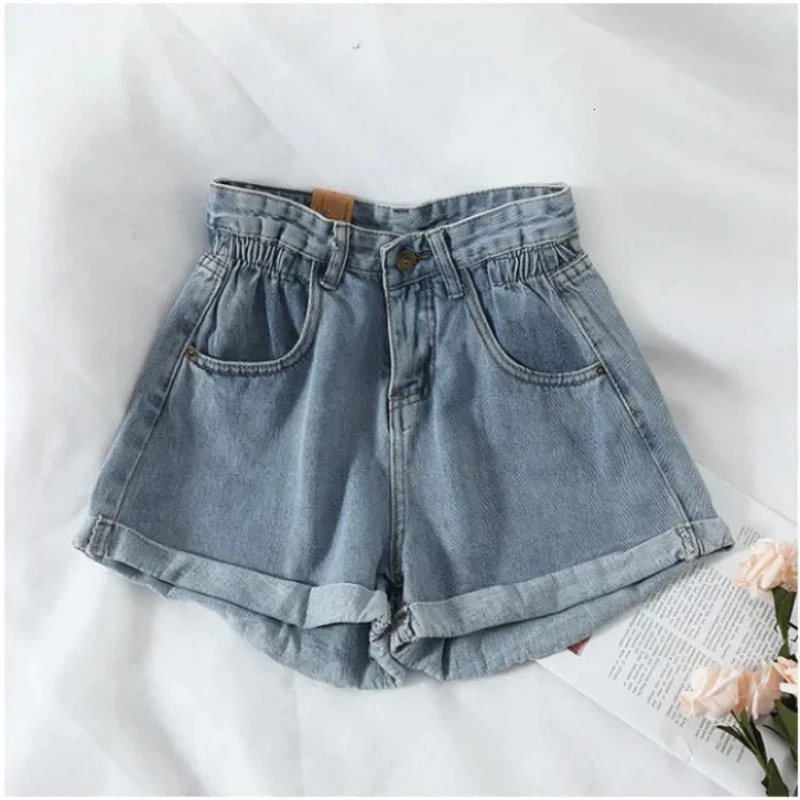 PTKPCC Summer Korean Retro Highwaist Loose Jeans Short Versatile Edge Casual Pant Clothing 250717