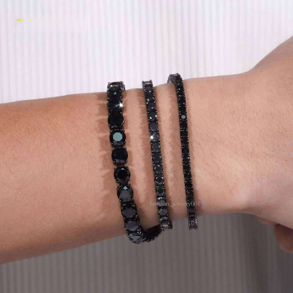 GRA Certificate Double Safety Clasp Hip Hop Sier Black Moissanite Dia Tennis Chain Bracelet