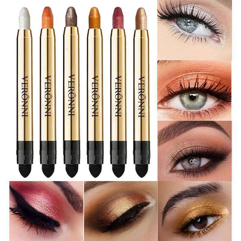 6 Colors Pearlescent Eyeshadow Pencil Waterproof Long Lasting Glitter Shimmer Eye Shadow Pen Eyeliner Stick Eyes Makeup Tools X250726