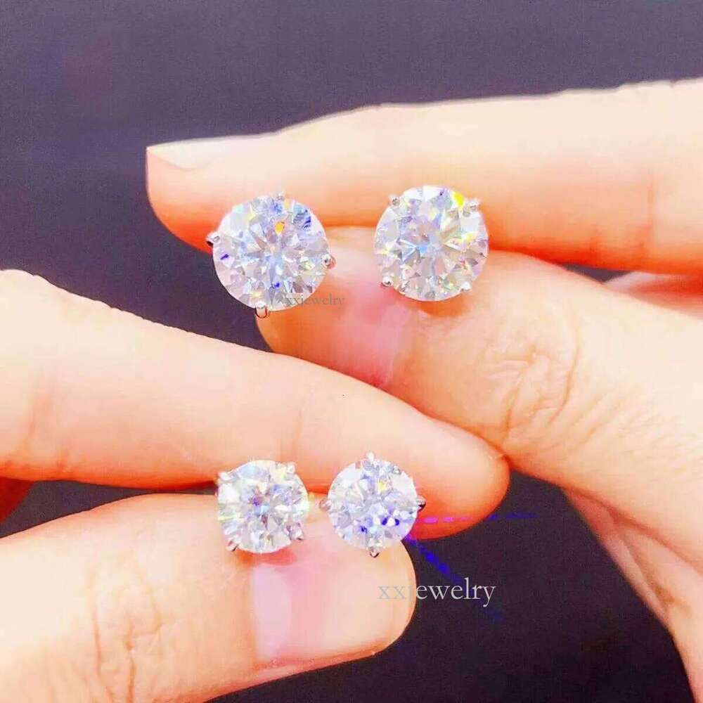 Designer stud earrings with morganite VVS stones, agate stones, hip-hop style, S-shaped, 10K/14K gold round single stud earrings