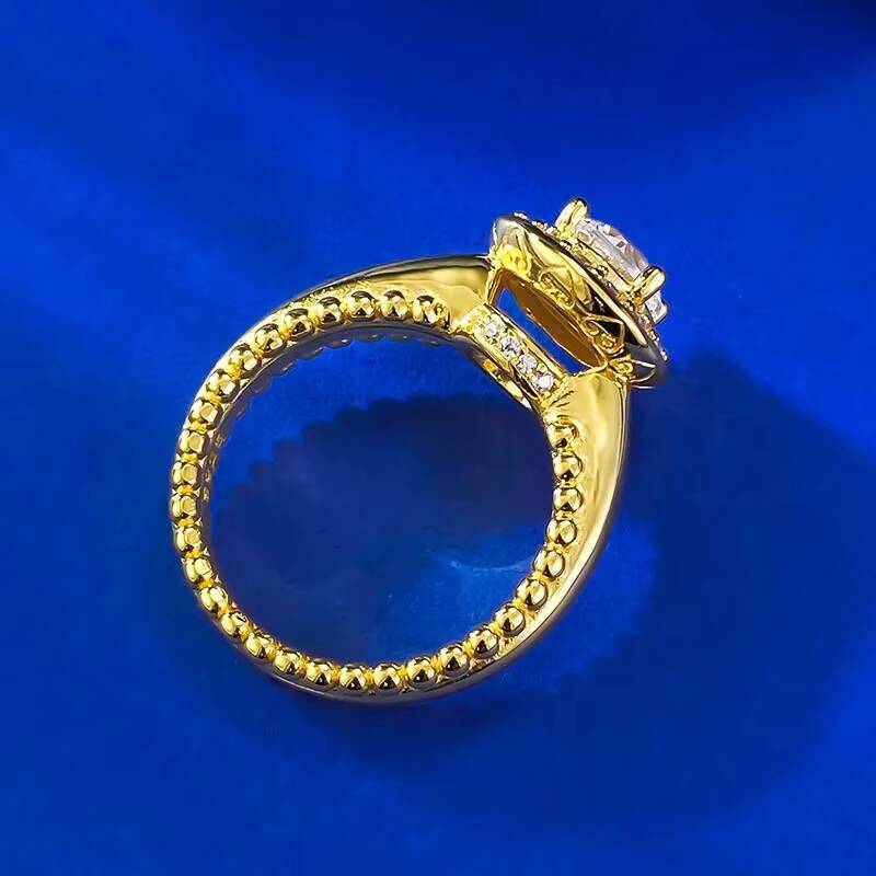 MEENOY Ins Style 925 Sterling Silver Light Luxury Old Money Coin 18K Gold Diamond Wedding Ring for Women