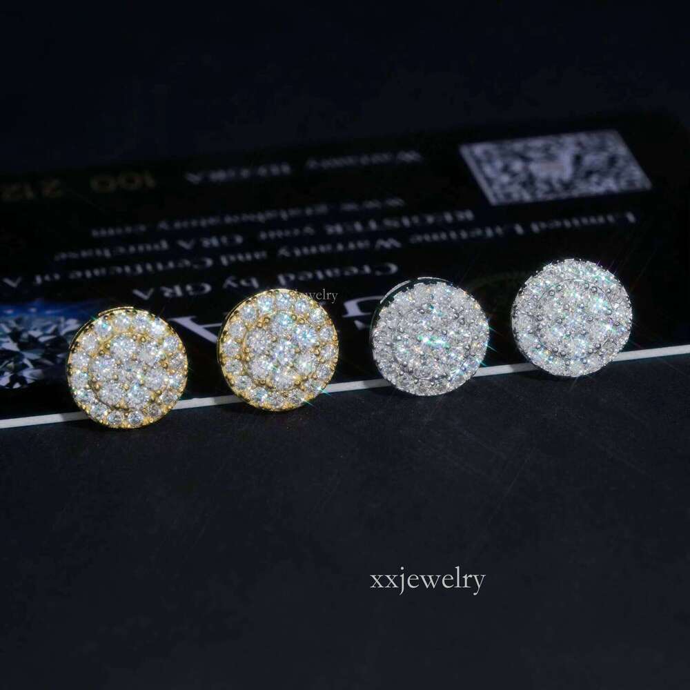 Round Shape Cluster Dia Studs Sterling Sier VVS Moissanite Earring Fashion Hip Hop 9.7mm Women Earrings