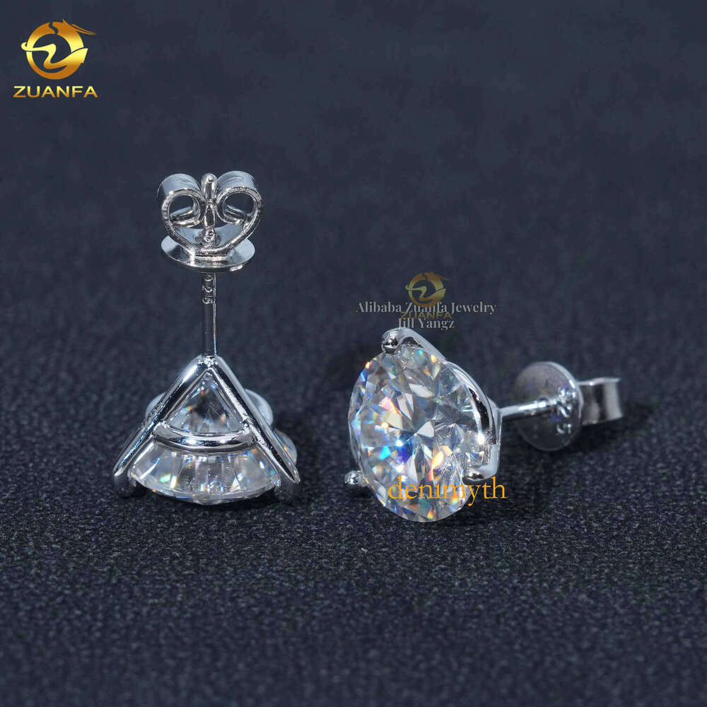 Martini Set Moissanite Earrings 9.5mm Large Stone Round Brilliant Cut Sier Wedding Accessories Hip Hop Jewelry