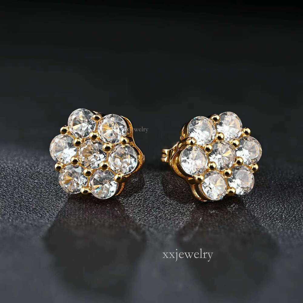Tester Suower Cluster Sterling Sier VVS Moissanite Earrings Unisex Gold Plated