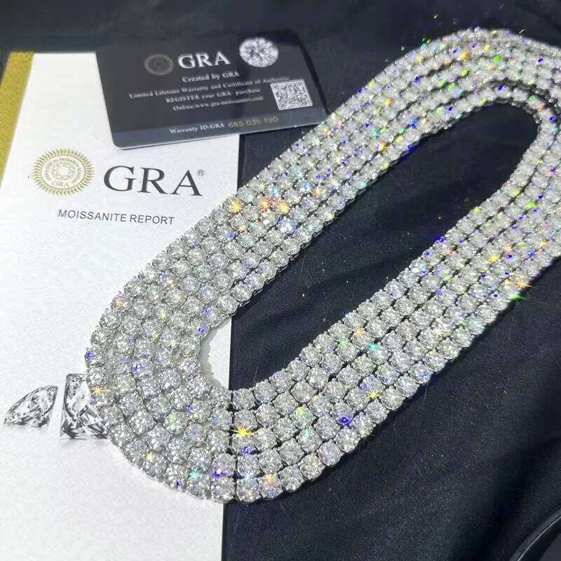 Fast Delivery High quality tennis chain 2mm 3mm 4mm 5mm 6.5mm Shining brightly D VVS moissanite women men necklace
