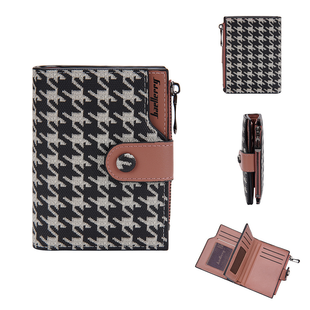 Luxury Brand Designer Bag New Short Korean-style Checkered Multi-slot Zipper Coin Purse For Women