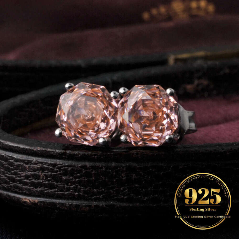 Potiy 2ct 5A Octagon Rose Cut Cubic Zirconia Morganite Pink Solitaire Stud Earrings Gift For Her Sterling Sier 250122