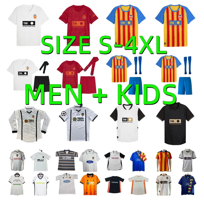 95 96 97 99 00 01 03 04 06 07 RETRO valencias SOCCER jerseyS 2025 2026 DAVID VILLA ANGULO AIMAR Romario MENDIETA Gomez football calcio GAMEIRO GAYA GUEDES FERRAN Men kids