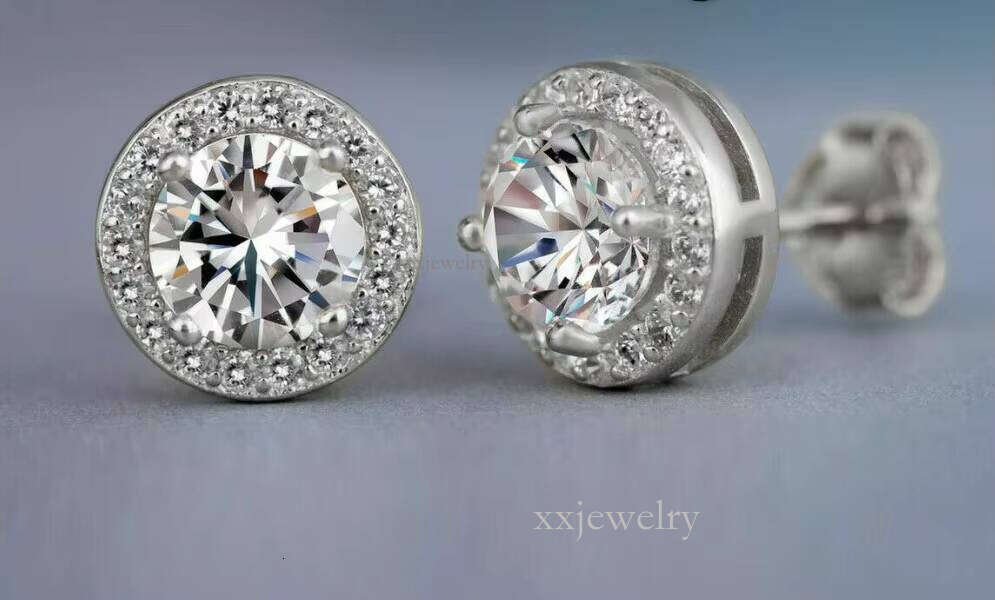 Personalized Fashion OL Dia Stud Creative Square Round Shape Moissanites Crystal Zircon Earrings Copper for Women