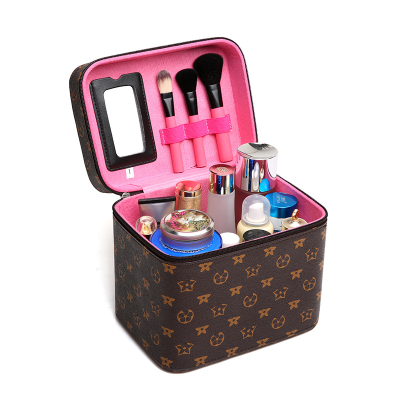 Outdoor Daily Beach Beauty New Designer Handbag Large Capacity Makeup Storage Square Small Box Leather Bag