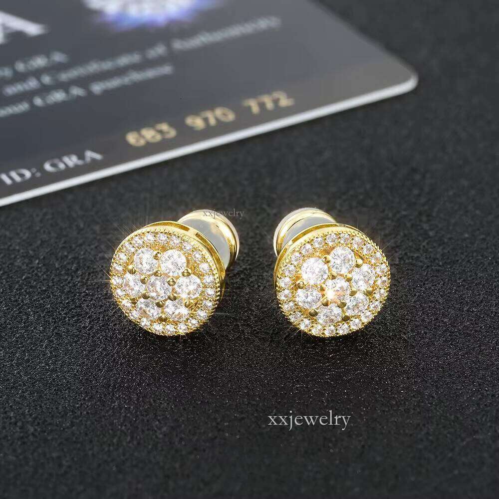 Sapphires high-end earringsFull VVS Moissanite Design Iced Out Earrings Shiny Sterling Sier Hip Hop Jewelry