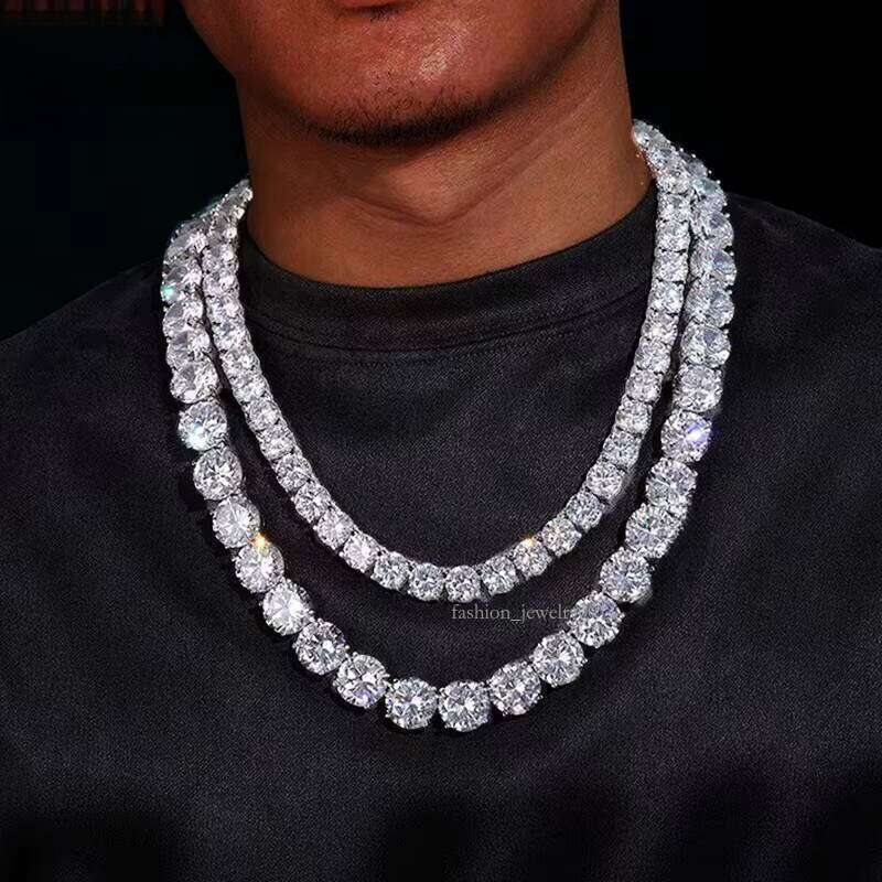 8mm 10mm Big Grade d Vvs1 Necklace Iced Out Moissanite Tennis Chain Men