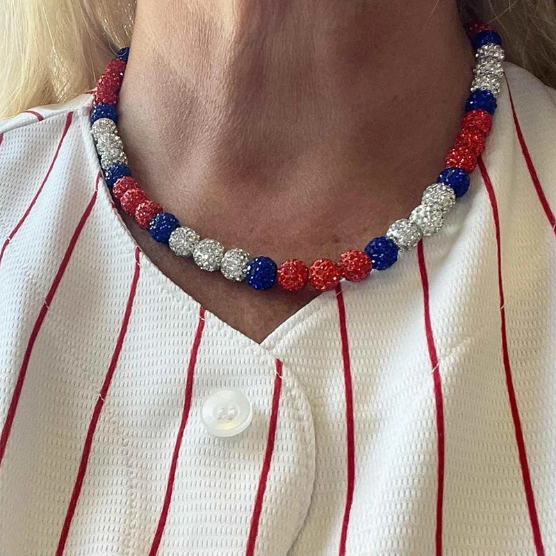 Baseball Necklace for Men Bling Baseball Necklace Rhinestone Ball Beaded Necklace baseball Players Lovers Inspired Jewelry 250722