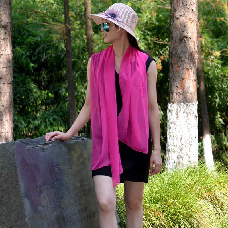 K1483 Spring and autumn small silk scarf for women Korean version of sun protection neck scarf thin long solid color scarf decorative shawl georgette 