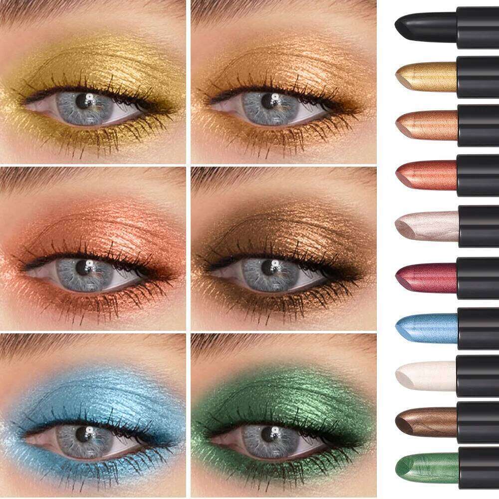 Double Head 6 Color Stick Dia Flash Pen Pencil Pearl Long Effect Eye Shadow X250726