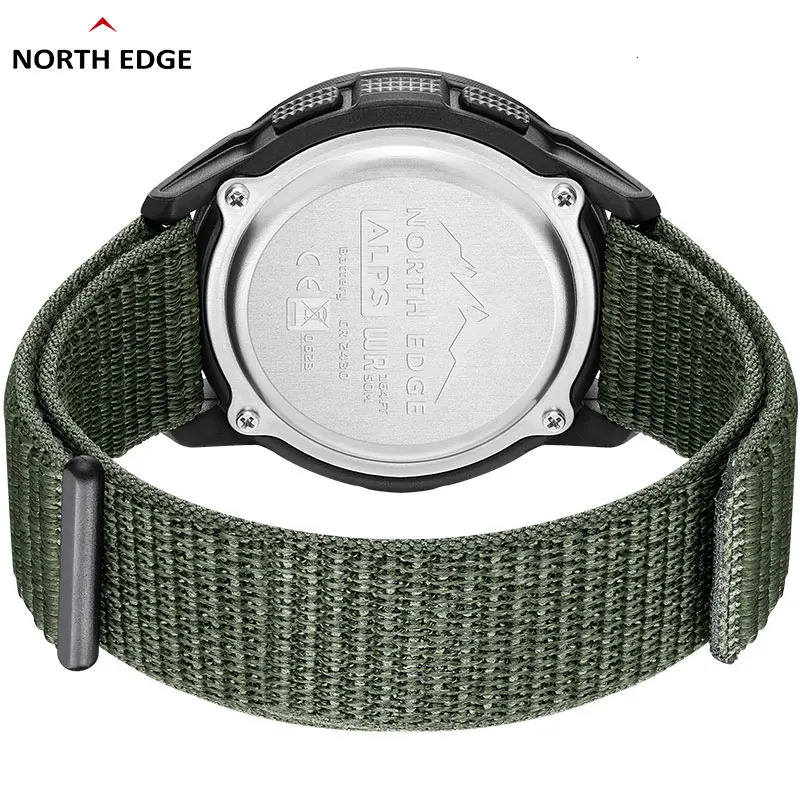 NORTH EDGE ALPS Mens Digital Carbon Fiber Watch Shock Military Sports Super Light Outdoor Compass Waterproof 50M Wristwatches 250724