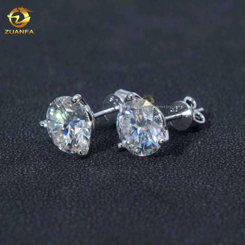 Martini Set Moissanite Earrings 9.5mm Large Stone Round Brilliant Cut Sier Wedding Accessories Hip Hop Jewelry