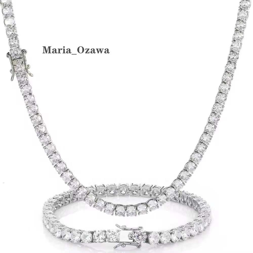 Factory Price Tennis Bracelet necklace Pass Diamond Tester Vvs Moissanite Hip Hop Jewelry Silver Lab Diamond Tennis Chain