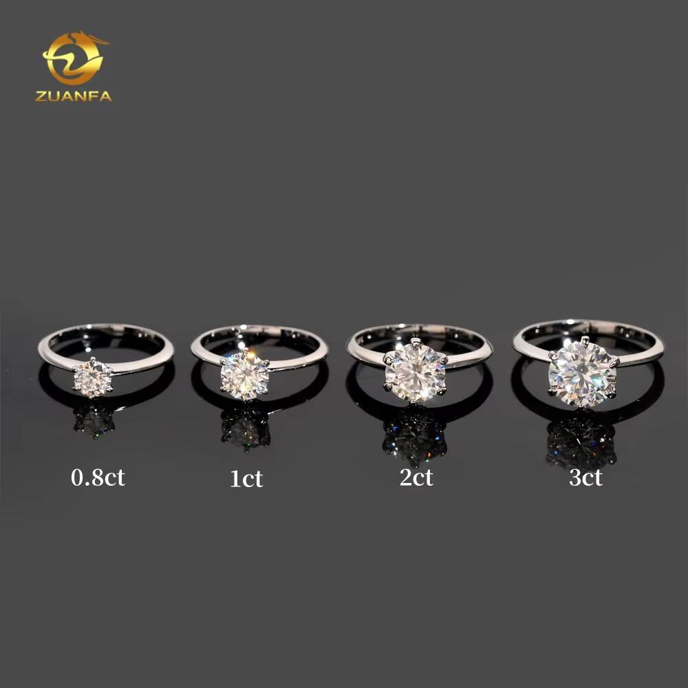 05ct 1ct 2ct 3ct Moissanite Engagement Rings 925 Silver 6 Prong Set Women Wedding Ring Pass diamond tester Solitaire ring
