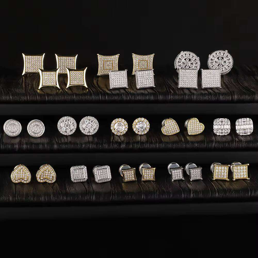 Sapphires high-end earringsFull VVS Moissanite Design Iced Out Earrings Shiny Sterling Sier Hip Hop Jewelry