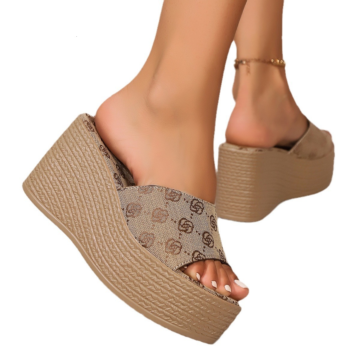 Luxury Brand Designer Shoes Luxury Brand Designer S Foreign Trade Large Size Ultra High Heel Slippers For Women, Wedge Slippers, Comfortable Wedge Hee