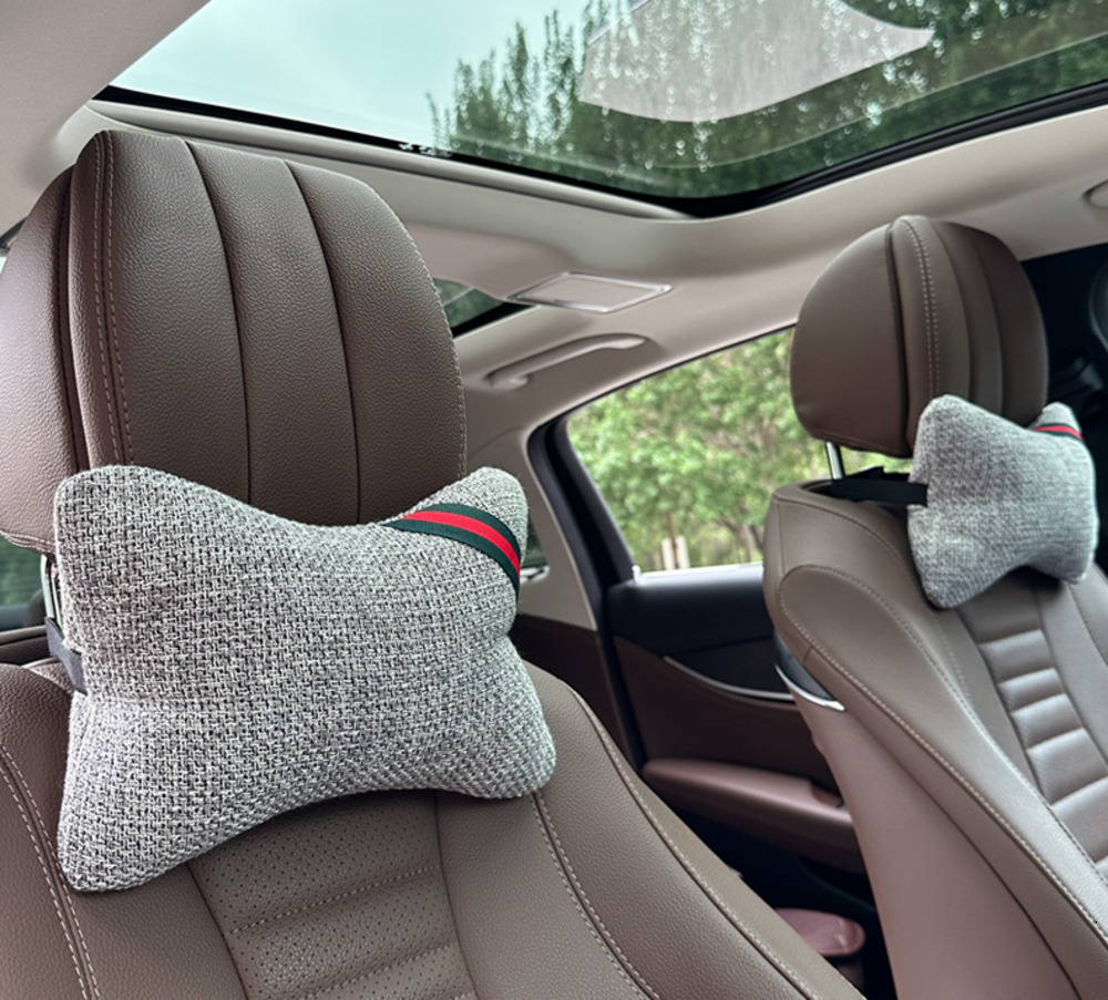 Seat Cover Interior Cotton Linen Four Seasons Bone Butterfly Shape Breathable Winter Summer Pair Car Use Car Pillow Neck Pillow Headrest Pillow 250726
