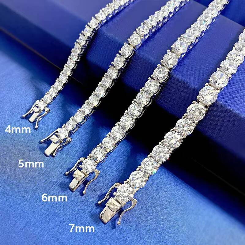 MEENOY Factory Price Trendy 925 Silver Jewelry Moissanite Lab Diamond Tennis Bracelet for Women