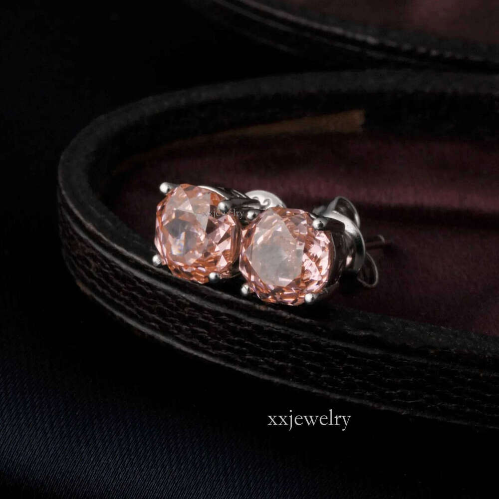 Potiy 2ct 5A Octagon Rose Cut Cubic Zirconia Morganite Pink Solitaire Stud Earrings Gift For Her Sterling Sier 250122