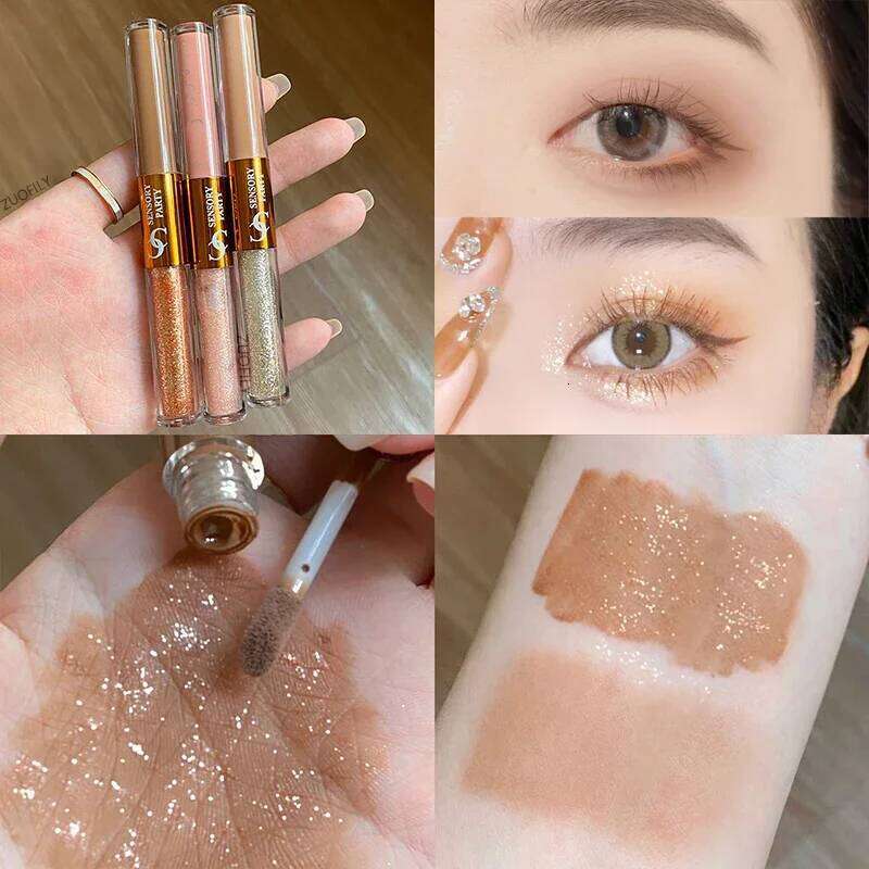2 In 1 Double-head Dia Liquid Eyeshadow Brightening Lightweight Waterproof Matte Contour Blush Silkworm Glitter Eye Makeup X250726