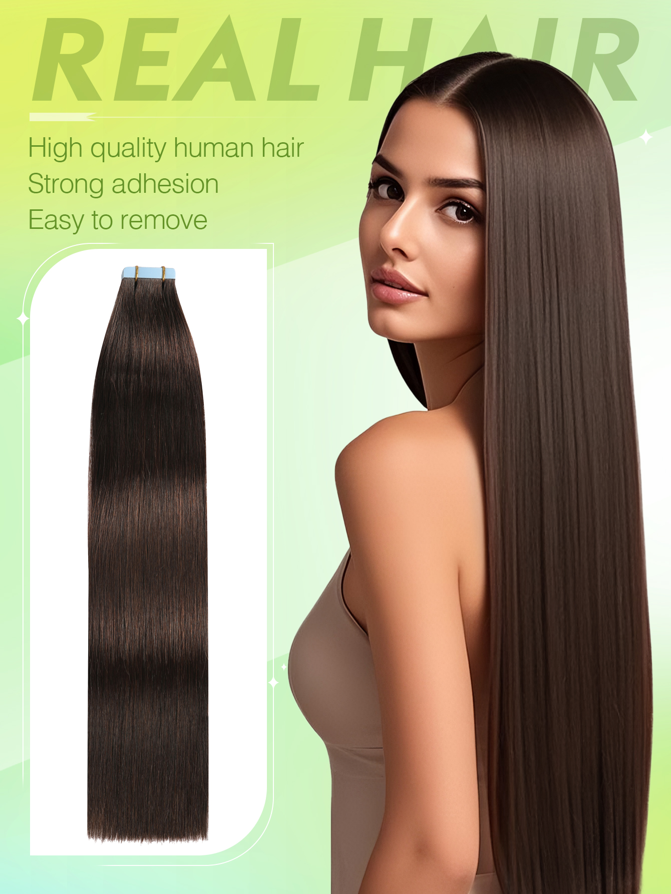 ViBESHiFT 12-24 Inch Skin Weft Hair Extensions Hair bundle Hair piece 100% Real Human Hair Tape In Hair Extensions 20pcs/40g/50g Natural