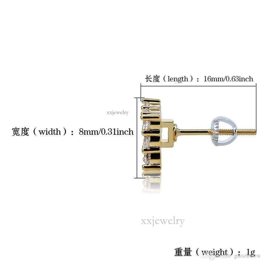 Gold Plated Hip Hop Cubic Zirconia Square Stud Earrings for Men Women Iced Out Dia Earring Studs Ear Piercing Punk Rock Rapper Jewelry Wholesale