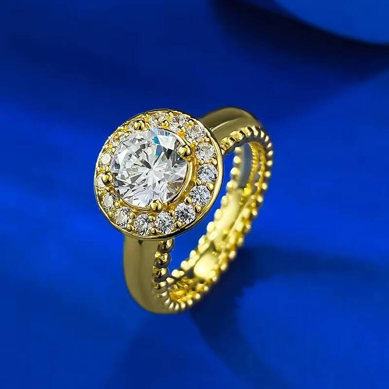 MEENOY Ins Style 925 Sterling Silver Light Luxury Old Money Coin 18K Gold Diamond Wedding Ring for Women