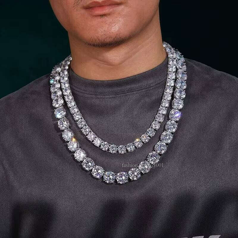 Luxurious 10mm Men's Moissanite Tennis Chain VVS1 Prong Setting Iced Out Women's Hip Hop Rapper Style Perfect Christmas Gift