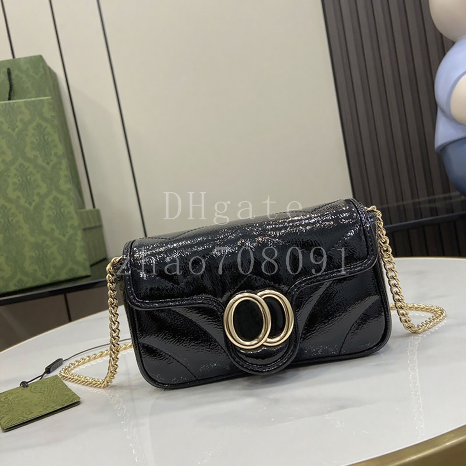 Diamond quality Designer Chain Bag Mini size 16.5CM Lacquer Leather Shoulder Bag Luxury Crossbody Bag With Box 25G476433B