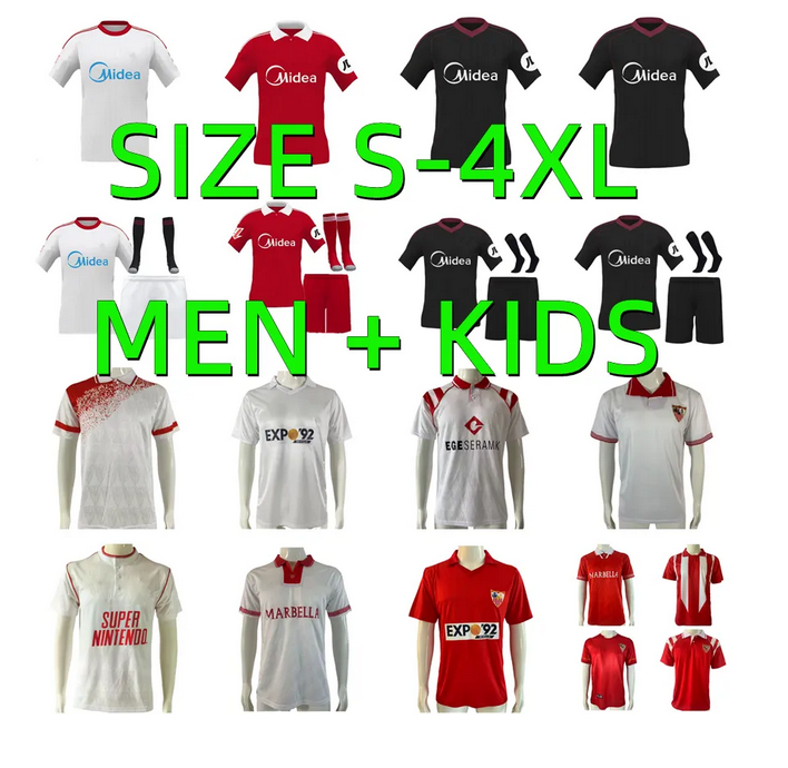 25 26 Retro Sevilles soccer jerseys 2025 2026Sevillas SERGIO RAMOS ISAAC Y.EN NESYRI camiseta 87 90 91 92 93 94 96 15 16 football shirt LUKEBAKIO RAFA MIR men Kids Kit