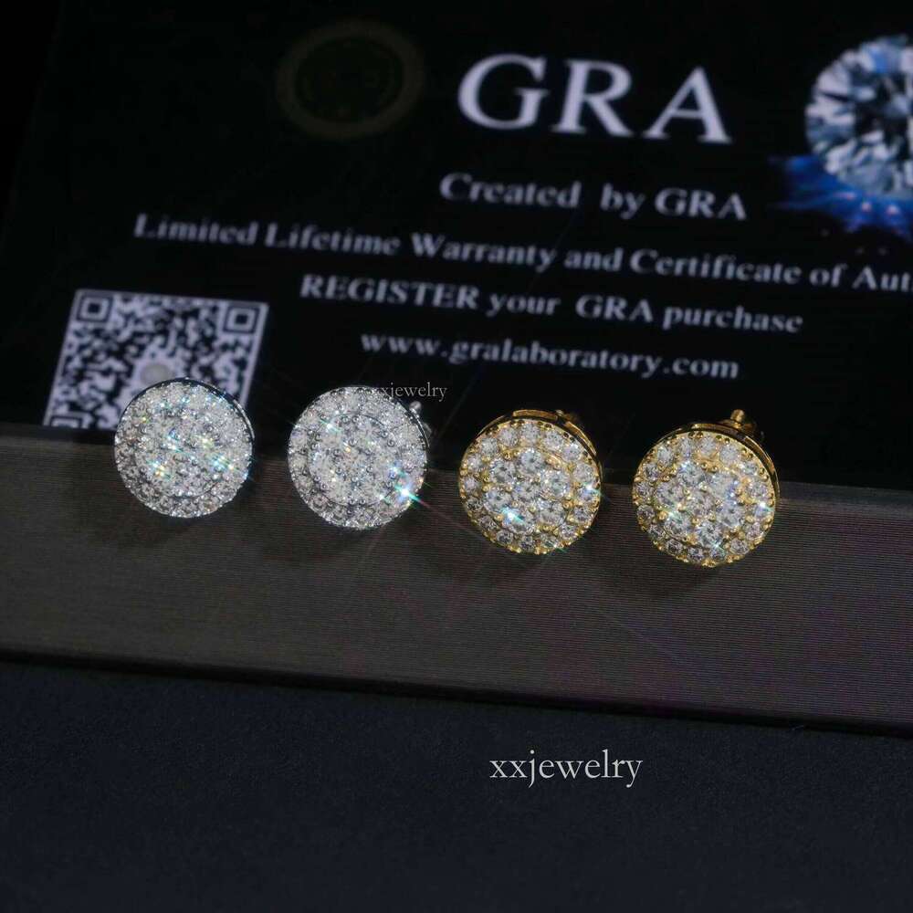 Round Shape Cluster Dia Studs Sterling Sier VVS Moissanite Earring Fashion Hip Hop 9.7mm Women Earrings