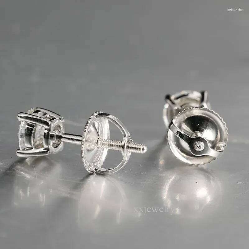 Highly refined and exquisite 0.1-2ct D Color Moissanite VVS1 Clarity Round Dia White Gold S Sterling Sier Screw Back for Women