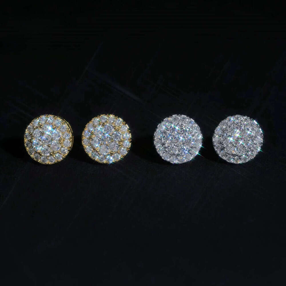 Round Shape Cluster Dia Studs Sterling Sier VVS Moissanite Earring Fashion Hip Hop 9.7mm Women Earrings