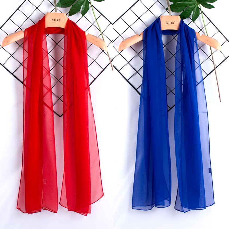 K1483 Spring and autumn small silk scarf for women Korean version of sun protection neck scarf thin long solid color scarf decorative shawl georgette 