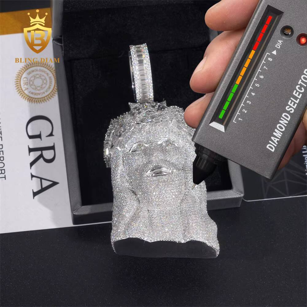 Hip Luxury Hop Jewelry 925 Silver Iced Out Moissanite Jesus Pendant High Quality Custom Moissanite Pendant Men