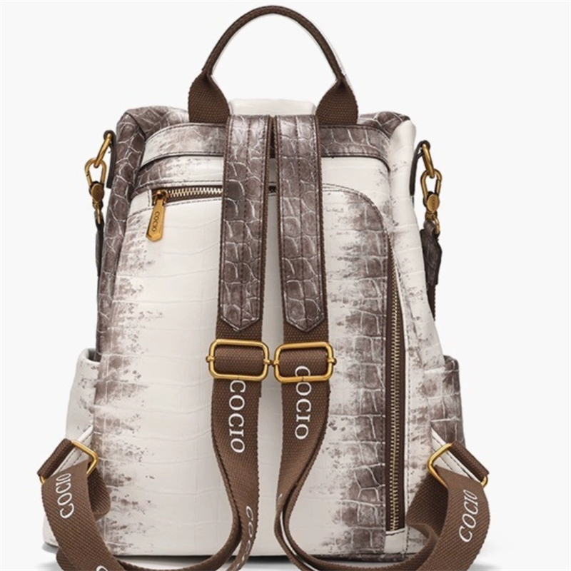 COCIO designer New genuine leather crocodile pattern white backpack casual outdoor multifunctional fashionable travel bag dh4623024 982bf8 692b71