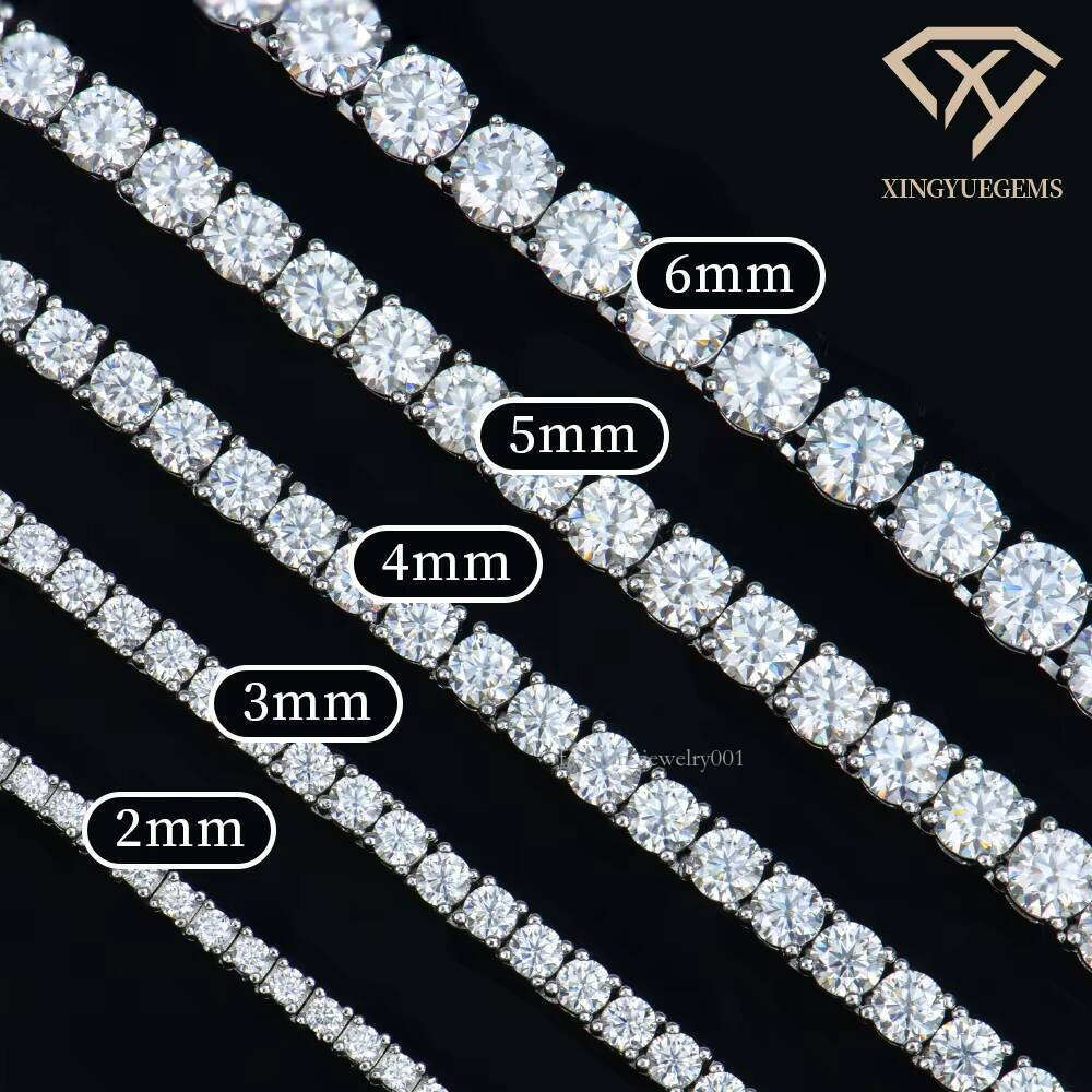 Custom Gra Jewelry Sterling Sier Vvs Tennis Ice Out Lab Grown Dia Mossanite Moissanite Necklace Chain for Women Men
