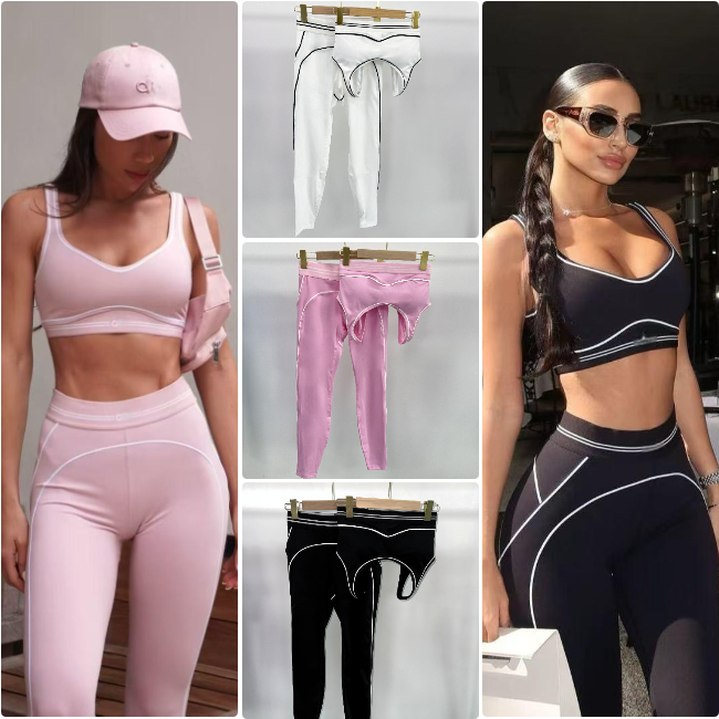 New 5A Sports Yoga Sets Bra High Waist Shorts Workout Summer Fitness Comfortable Clothes Gym Suits Outfit Wear Vest High-rise Boxer-Style alosetly women clothes