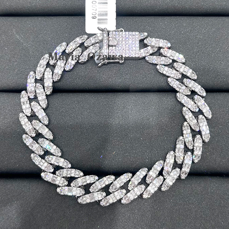 Unisex High Quality 925 Sterling Silver Cuban Chain Bracelets Fine Link Chain Jewelry Zircon Inlay Hip Hop Style Gold Plated