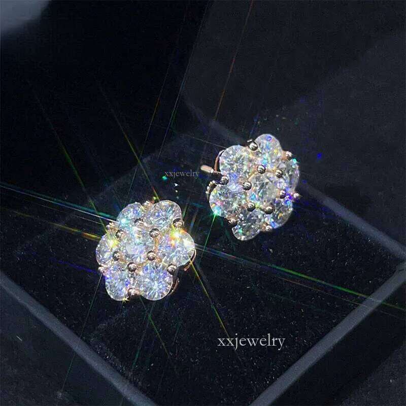 Hot Sale Fashion Jewelry Earrings Gold Plated Sier Vvs-Fl GRA Iced Out Screw Back Moissanite Stud Earring