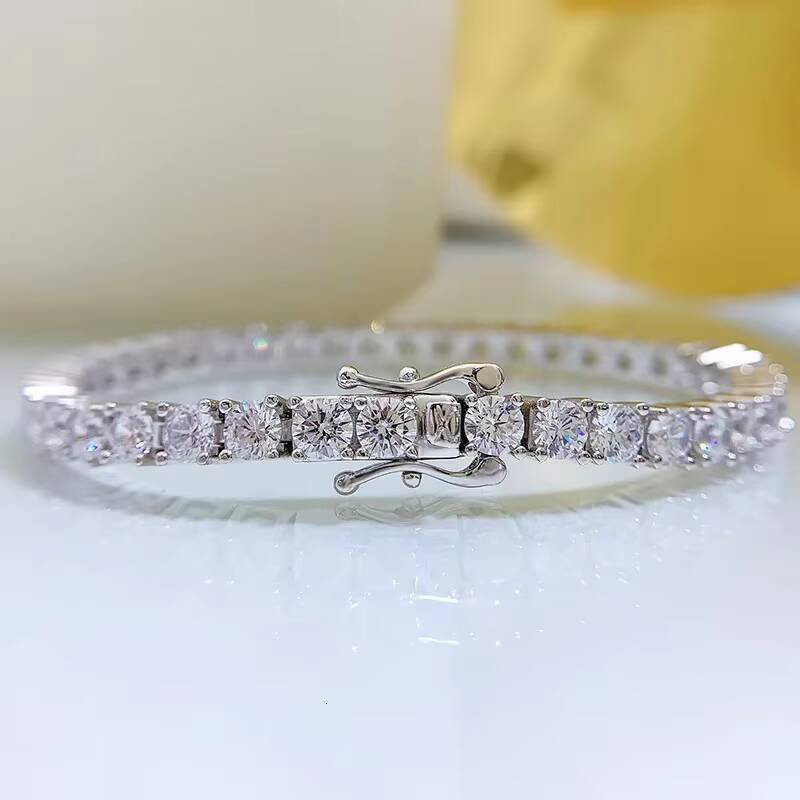 MEENOY Factory Price Trendy 925 Silver Jewelry Moissanite Lab Diamond Tennis Bracelet for Women