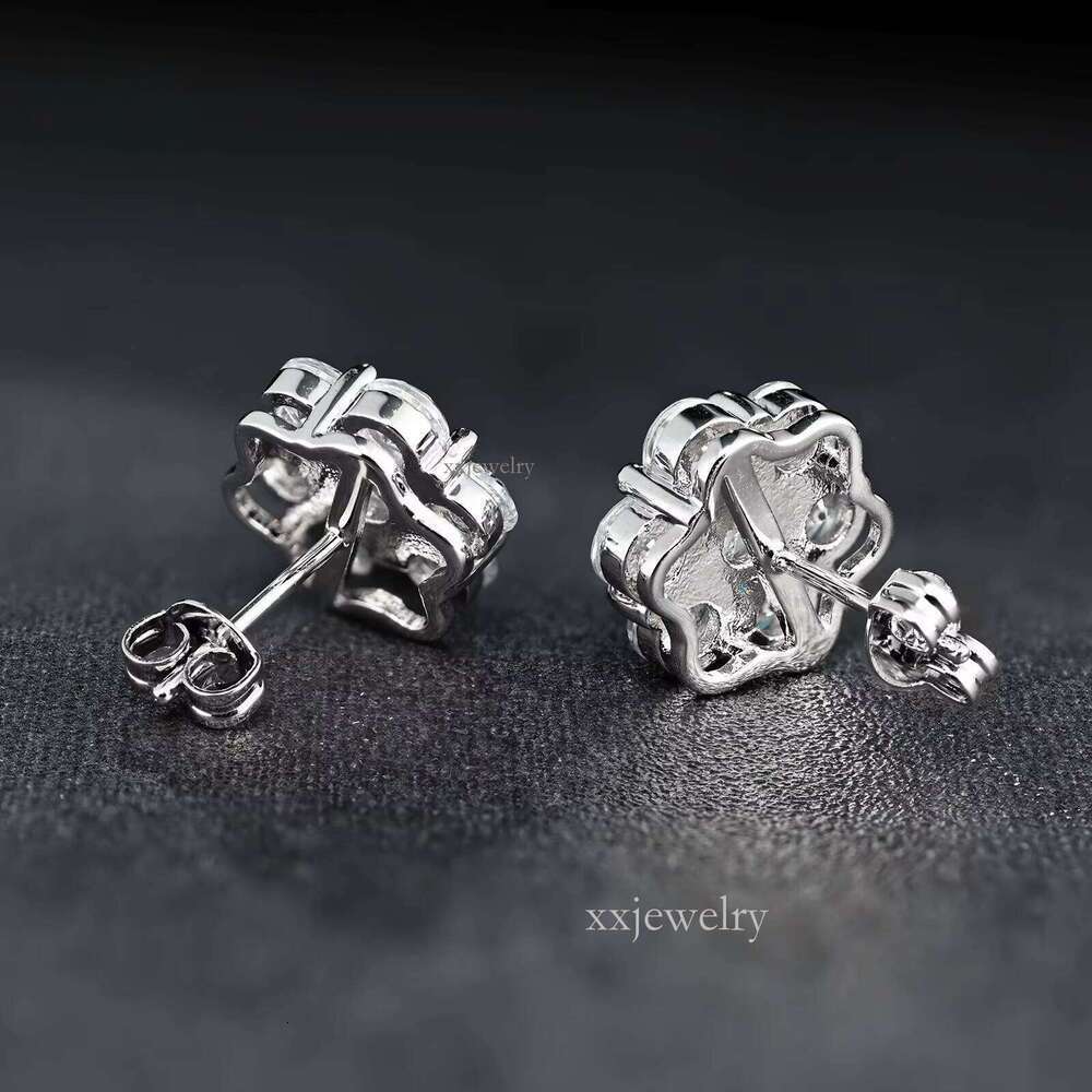 Tester Suower Cluster Sterling Sier VVS Moissanite Earrings Unisex Gold Plated